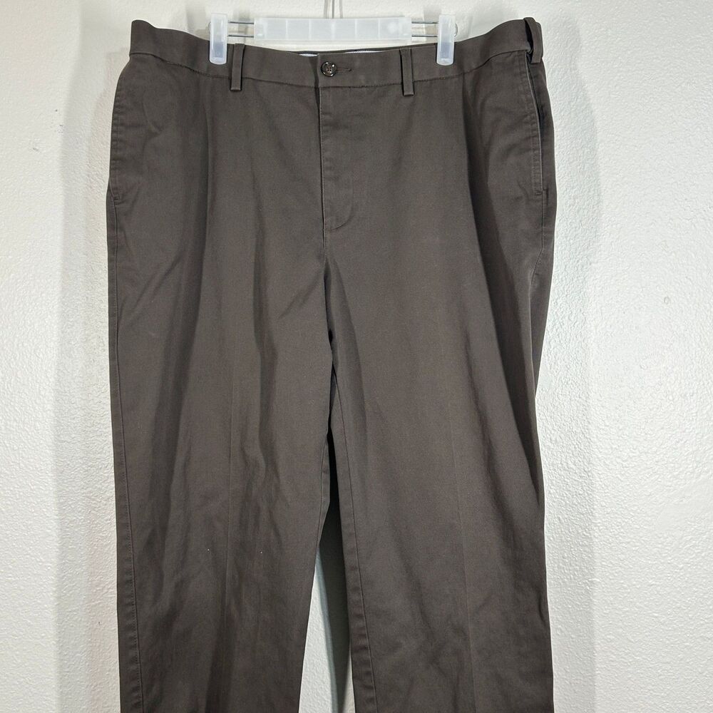 Savane Pants Mens 38x30 Brown Stretch Cotton Flat Front Chino Pants Straight Leg
